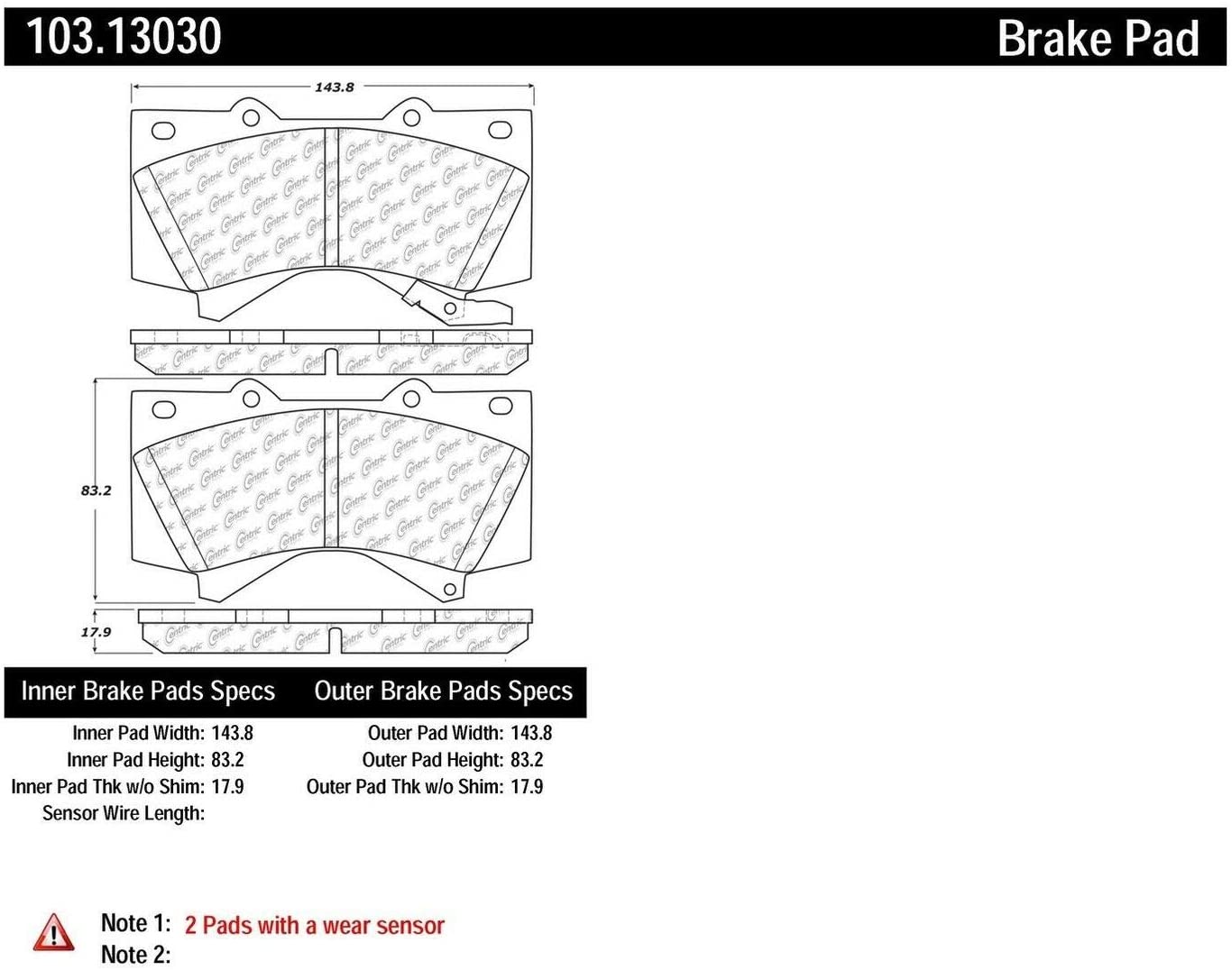 Centric 103.13030 Brake Pad