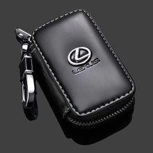 Gaocar Auto Parts Car Key case for Lexus,Genuine Leather Car Smart Key Chain Keychain Holder Metal Hook and Keyring Zipper Bag for Remote Key Fob - Black (for Lexus)