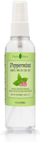 Positive Essence Peppermint Linen and Room Spray, Natural Aromatic Mist Made with Pure Peppermint Essential Oil, Relax Your Body & Mind, Perfect as a Bathroom Air Freshener Odor Eliminator