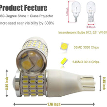 iBrightstar Newest 9-30V Super Bright Error Free T15 912 W16W 921 LED Bulbs with Projector replacement for Back Up Reverse Lights, Truck Cargo Lights, 3rd Brake Lights, Xenon White