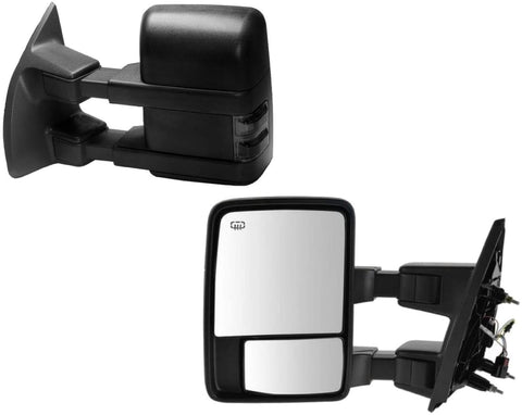 Auto Express Left Tow Mirror for 1999-2003 Ford F250 F350 F450 F550 Power Heated Signal Textured Towing - Smoke