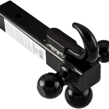 TOPSKY Trailer Hitch Tri Ball Mount with Hook, 1-7/8",2"&2-5/16", Hitch Ball, Hollow Shank, Black Ball,TS2009