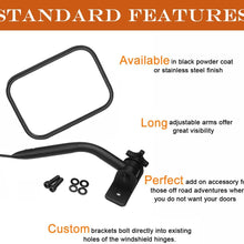 Door Off Mirror for Jeep Wrangler One Pair Rectangular Mirrors fit for 1997~2006 2007~2017 Jeep Wrangler TJ Mirrors For Jeep, Textured Black