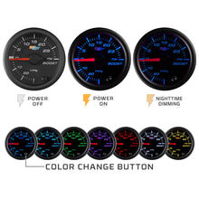 GlowShift Black 7 Color 30 PSI Turbo Boost/Vacuum Gauge Kit - Includes Mechanical Hose & T-Fitting - Black Dial - Clear Lens - for Car & Truck - 2-1/16" 52mm