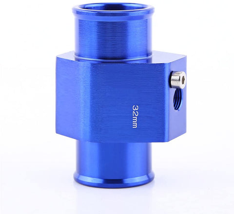 Universal Water Temp Joint Pipe, Keenso Aluminum Water Temp Temperature Joint Pipe Sensor Gauge Radiator Hose Adapter, Blue 26mm - 40mm (32mm)