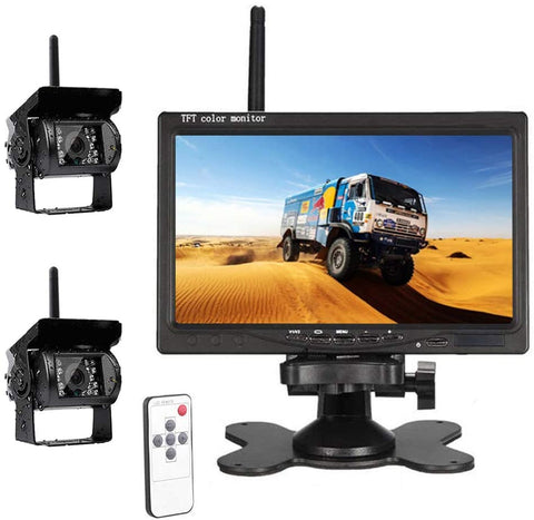 Hodozzy Wireless Car Backup Camera, HD Dual Rear View Backup Camera for Truck, 7