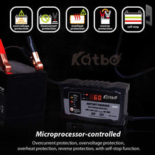 KATBO Automatic Battery Charger 6V 12V Auto-Voltage Detection， 2Amp 6 Amp Lead Acid Battery Float Charger Maintainer With LCD Display For Motorcycle Car Boat Marine Lawn mower Atv Toy Car