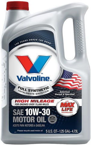 Valvoline Full Synthetic with MaxLife Technology SAE 10W-30 Motor Oil-5 Quart Bottle (Pack of 3) 813532-3PK, 480. Fluid_Ounces