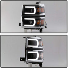 Carpart4u - LED Light Tube DRL Headlights for Chevy Silverado 1500 14-15 - Black/Clear Lens