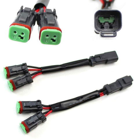 iJDMTOY (2) Y-Shape Dual Outputs Deutsch DT DTP Adapters Connectors Splitters, Good For Dual LED Pod Lights, LED Light Bar, LED Work Lamps, Fog Lights, etc