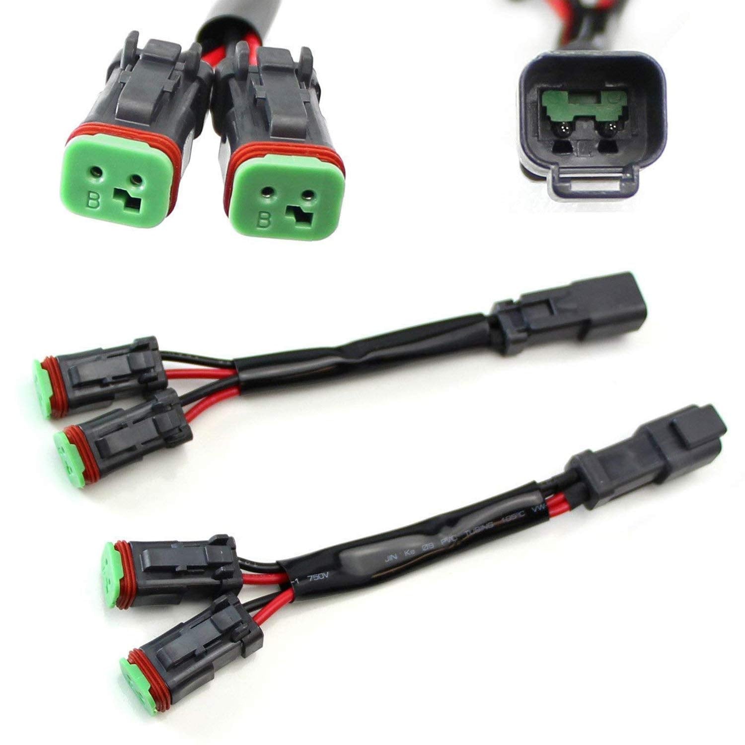 iJDMTOY (2) Y-Shape Dual Outputs Deutsch DT DTP Adapters Connectors Splitters, Compatible With Dual LED Pod Lights, LED Light Bar, LED Work Lamps, Fog Lights, etc