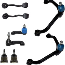 Front Upper Control Arm w/Ball Joints, Lower Ball Joints, Sway Bar Links & Outer Tie Rods 8pc Kit for 2005 2006 2007 Jeep Liberty