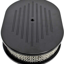 Fits 5 1/8" 4 Barrel Carburetors 12" Oval Black Aluminum Air Cleaner Ball Milled