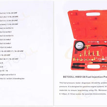 BETOOLL 0-140PSI Fuel Injector Injection Pump Pressure Tester Gauge Kit Car Tools (Master)