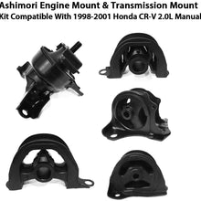 Ashimori Compatible With 1998-2001 Honda CRV CR-V 2.0L Manual MT 1999-2000 Honda Civic 1.6L Si Coupe Engine Transmission Mount Set A6576 A6556 A6563 A6506 A6526