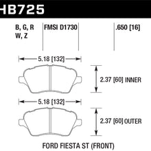 Hawk HB725B.650 Brake Pad (2014 Ford Fiesta ST HPS 5.0 Front)