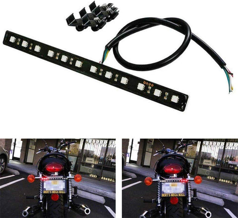 iJDMTOY (1) Brilliant Red Universal 12-SMD LED Aluminum Bar For Motorcycle Bike ATV Car RV SUV, etc For Brake Tail Light & Left/Right Turn Signal Lamp