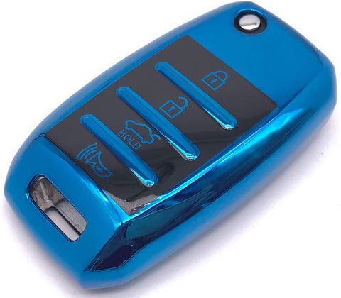 Horande Keyless Remote Holder Skin Protector Jaket TPU Key Fob Cover Case Fit for Kia Sorento Sportage Rio Soul Forte Optima Carens Picanto Folding Key Fob (Silver)