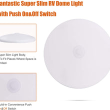 Facon 4-1/2'' LED RV Puck Light Super Slim Under Cabinet Light, 2-Packs Surface Mount Ceiling Dome Light with Push Switch, 12V DC Interior Light for RV Camper Trailer Motorhome, 4000K Cool White Light