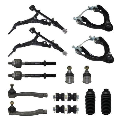 Detroit Axle - 14 -Piece Front Suspension Kit - EXCLUDES SI - Upper and Lower Control Arms, Inner & Outer Tie Rod Ends w/Rack Boots, Sway Bar Links and Ball Joints for 1992 1993 1994 1995 Honda Civic