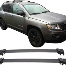 Cross Bar Compatible With 2011-2016 Jeep Compass, Factory Style Roof Rack Crossbar Black ABS Aluminum by IKON MOTORSPORTS, 2012 2013 2014 2015