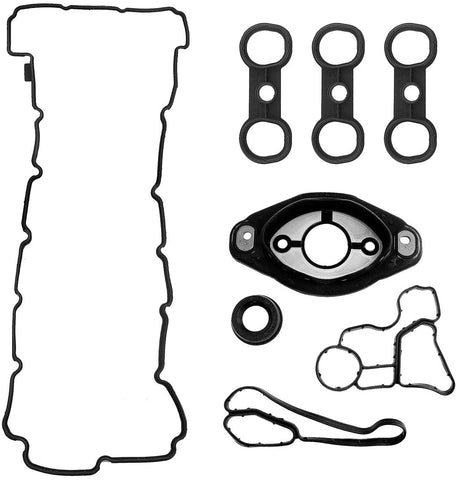 Valve Cover Gasket Set Fit for BMW N52 E60 E82 E88 E90 E91 E92 E93 X3 X5 Z4 3.0L, Engine Oil Filter Cooler Adapter Housing Gasket, Camshaft Adjuster Eccentric Shaft Actuator Seal for 11127552280