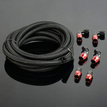 16Ft AN4 Nylon and Stainless Steel Braidied Oil Gas Fuel Hose Fuel Line + 10pcs 4AN Hose Fitting Kit Red and Black