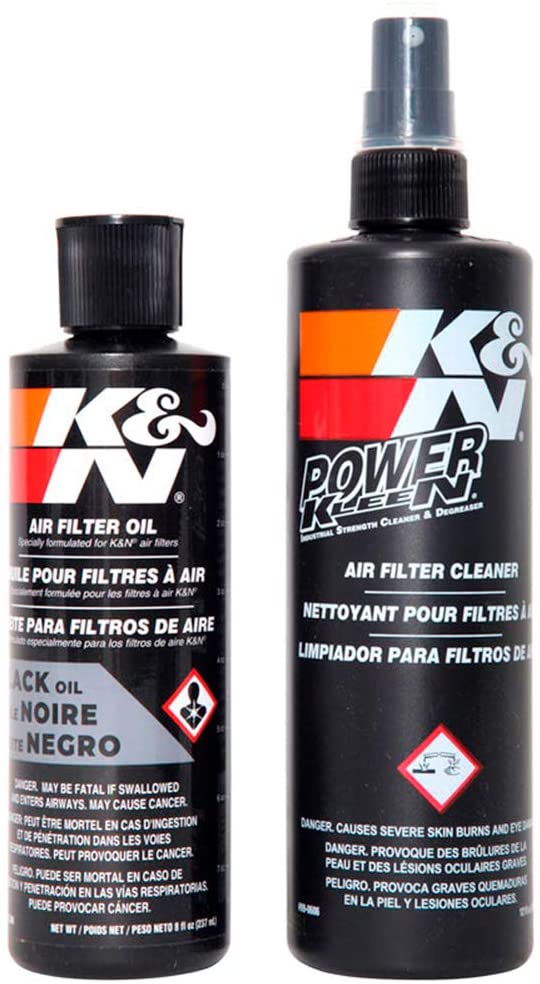 K&N Air Filter Cleaning Kit: Squeeze Bottle Filter Cleaner and Black Oil Kit; Restores Engine Air Filter Performance; Service Kit-99-5050BK