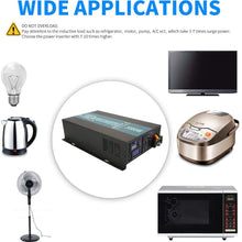 WZRELB 3000watt Pure Sine Wave Inverter 12V DC to 120V AC 60HZ with LED Display Wireless Remote Controller Car Inverter Generator (RBP300012VCRT)