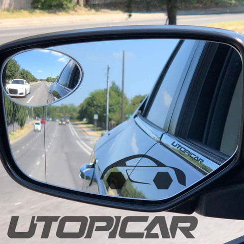 New Blind Spot Mirrors. Can be Installed Adjustable or Fixed. Car Mirror for Blind Side/Door Mirrors by Utopicar. Larger Image and Traffic Safety. Wide Angle Rear View! [Frameless Design] (2 Pack)