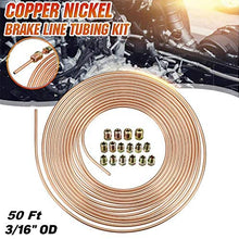 50 ft Copper Nickel Steel 3/16 Inch OD Roll Brake Line Tubing Kit & 16 Pcs Assort Fittings SAE Flare Nuts Leak and Vibration Resistance Easy to Bend Universal for Industrial and Commercial Uses