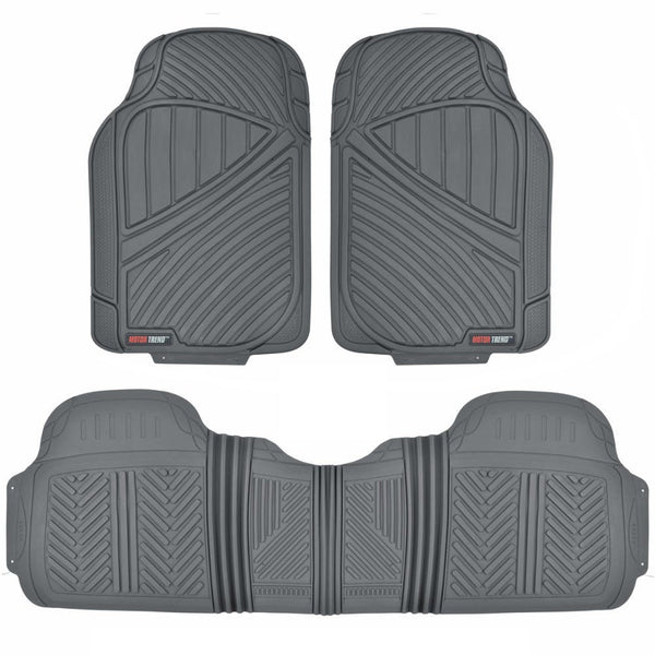 Motor Trend FlexTough Baseline - Heavy Duty Rubber Car Floor Mats, 100% Odorless & BPA Free, All Weather (Gray) - MT773GRAMw1