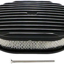 Assault Racing Products A6020-3PBK 12 x 2 Oval Full Polished Finsned Black Aluminum Air Cleaner Assembly Retro