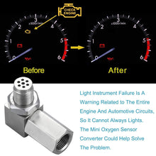 90 Degree O2 Oxygen Sensor Socket Real Mini Catalytic Converter With CEL Check Engine Light Bungs，Stainless Steel