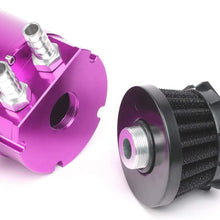 Universal Aluminum Engine Oil Catch Can Reservoir Tank w/Breather Filter Baffled (Red)