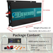 WZRELB 4000W 12V Dc to 120V AC Pure Sine Wave Solar Power Inverter