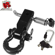 AMBULL Shackle Hitch Receiver 2 Inch, with 3/4 Inch D-Ring Shackle, Locking Pin, 2 Insurance Pins, Heavy Duty Solid Recovery Kit, Red