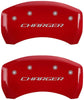 MGP Caliper Covers 12162SCHBRD Red Brake Covers Fits 2011-2020 Dodge Charger (Dual Piston Front Caliper) Engraved with Charger (Block) Front/Rear Covers; Set of 4