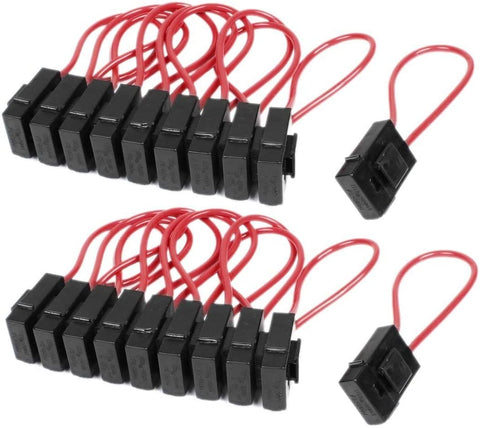 30A Wire In-line Fuse Holder Block Black Red for Car Boat Truck 20pcs
