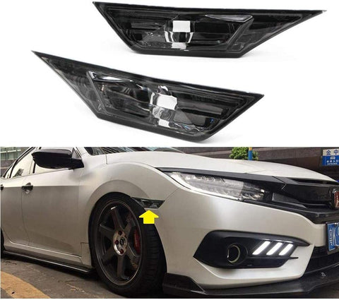 LJ INTERNATIONAL Quality Accessories Smoked Lens Side Marker Light Replacement Compatible with 2016-2019 Honda Civic