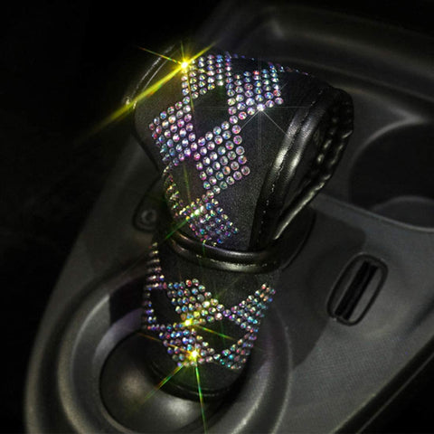 Bling Bling Auto Shift Gear Cover, Luster Crystal Car Knob Gear Stick Protector Diamond Car Decor Accessories for Women(PDT-LX)