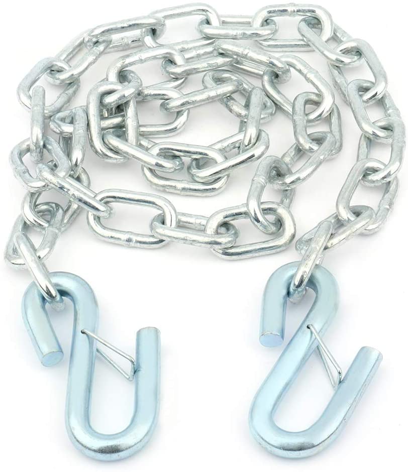 SCITOO Silver Trailer Safety Chain with S Hooks 1/4 X 48 inch