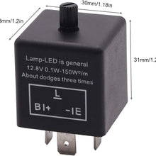 smseace CF13 KT LED 3Pin Adjustable 12V Flasher Relays for Turn Signal Blinker Light,Fix LED Light Hyper Blink Flash 12.8 V 0.1W-150W LED Car Electronic Flasher Relay CF13-KT