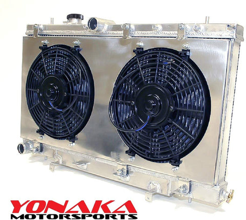 Yonaka Dual Core Lightweight Performance Radiator w/Fans & Shroud Kit for 2001-2007 Subaru WRX Aluminum