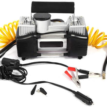 Qiilu Portable Electric Auto Car Tire Inflator Pump 150 PSI Air Compressor 12V Car Auto Pump Tire Inflator for Bike Tires, Car Tires, Athletic Balls etc