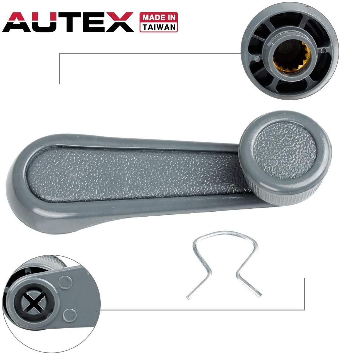AUTEX 1pc Interior Gray Window Crank Winder Handle Compatible with Toyota Tacoma 2001-2004 Replacement for Toyota Corolla 85-97 Replacement for Starlet 81-84 Compatible with Toyota T100 93-98, 76982