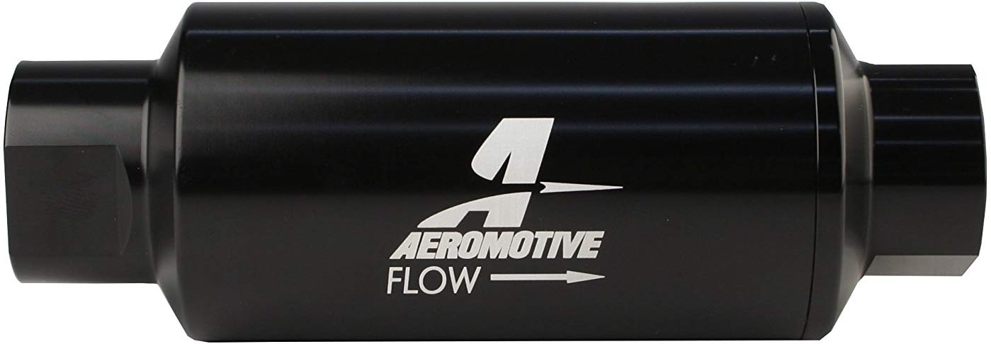 Aeromotive 12321 Filter, In-Line, 10-Micron Fabric Element, ORB-10 Port, Bright-Dip Black, 2