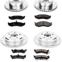 Power Stop K2121 Front & Rear Brake Kit with Drilled/Slotted Brake Rotors and Z23 Evolution Ceramic Brake Pads