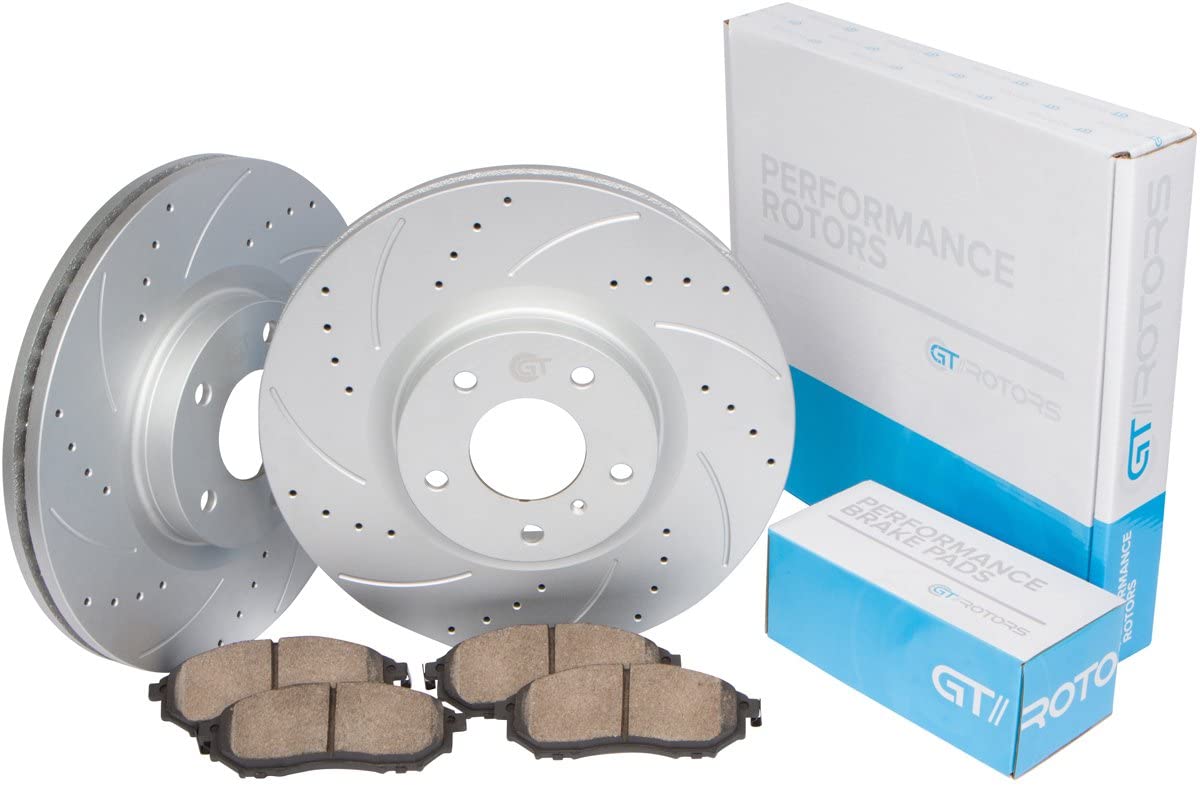 [Front Kit] GT//Rotors Performance Brake Disc Rotors & Ceramic Pads for Honda Accord [LX Only] 2003-2017 Civic EX LX SE 2013-2015 CR-V 02-04 Element 03-11