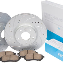[Front Kit] GT//Rotors Performance Brake Disc Rotors & Ceramic Pads for Toyota Corolla [09-19] Matrix [09-14] Scion xD [08-14] Pontiac Vibe [09-10]